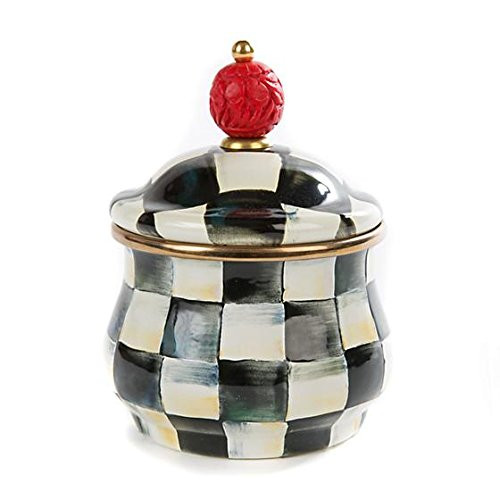 MACKENZIE-CHILDS Enamel Lidded Sugar Bowl, Small Serving Bowl with Lid, 10-Ounce Capacity, Black-... | Amazon (US)