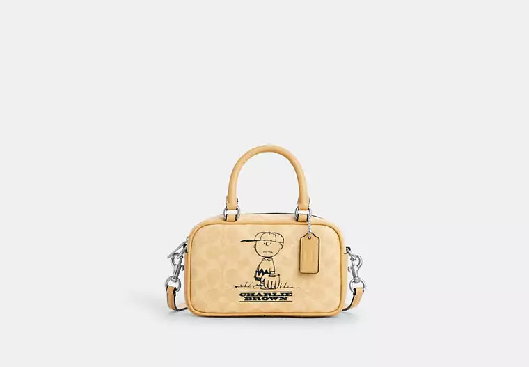 Coach X Peanuts Satchel Crossbody Bag In Signature Canvas With Charlie Brown | Coach Outlet US