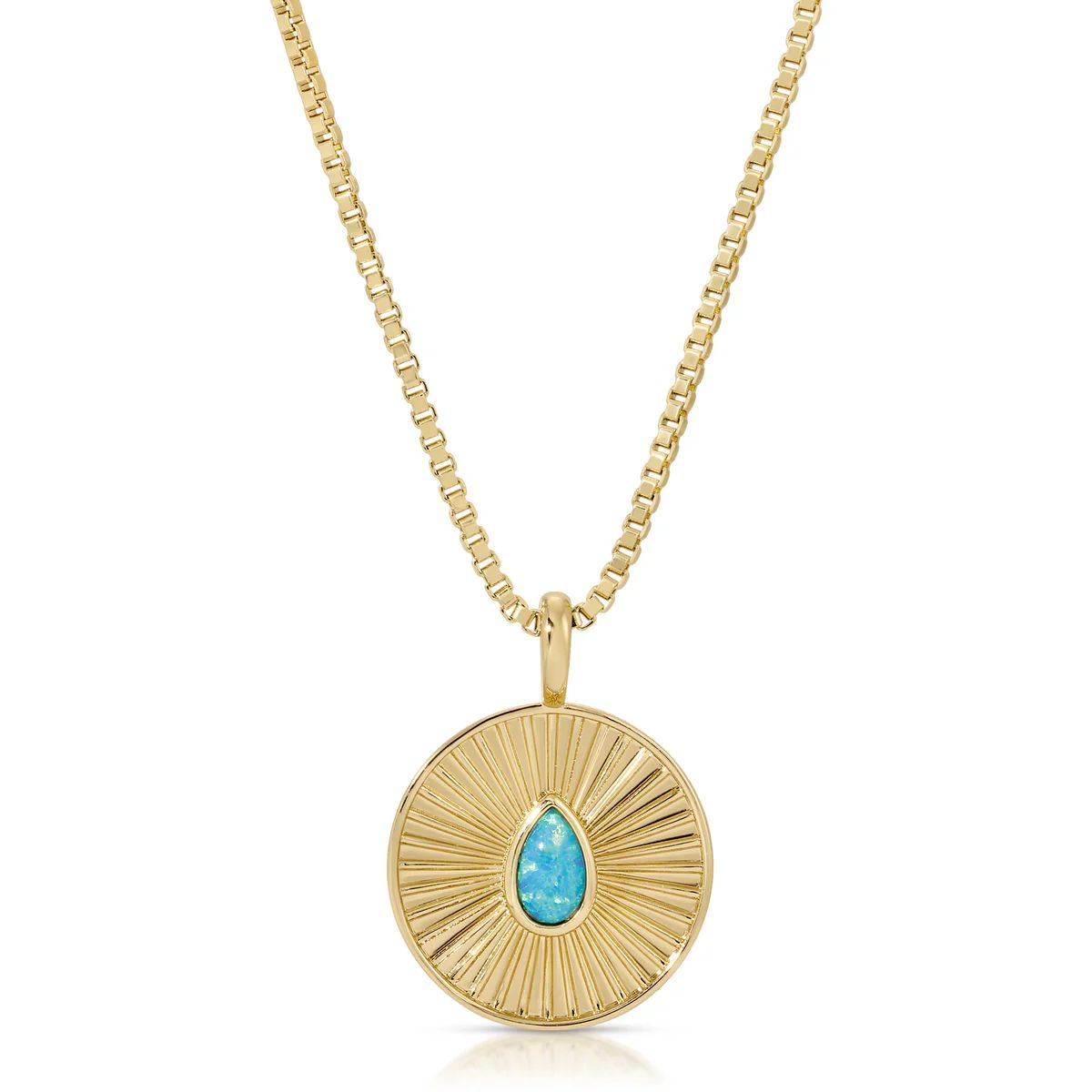 Radiant Coin Pendant - Blue Opal | Elizabeth Stone Jewelry