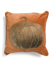 20x20 Beaded Pumpkin Velvet Pillow | TJ Maxx