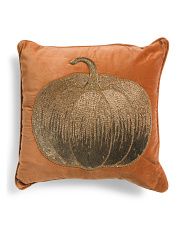 20x20 Beaded Pumpkin Velvet Pillow | TJ Maxx