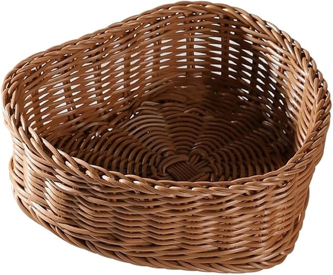 Rattan Woven Basket Heart Shaped Wicker Basket Gift Basket Candy Wicker Basket for Wedding Birthd... | Amazon (US)