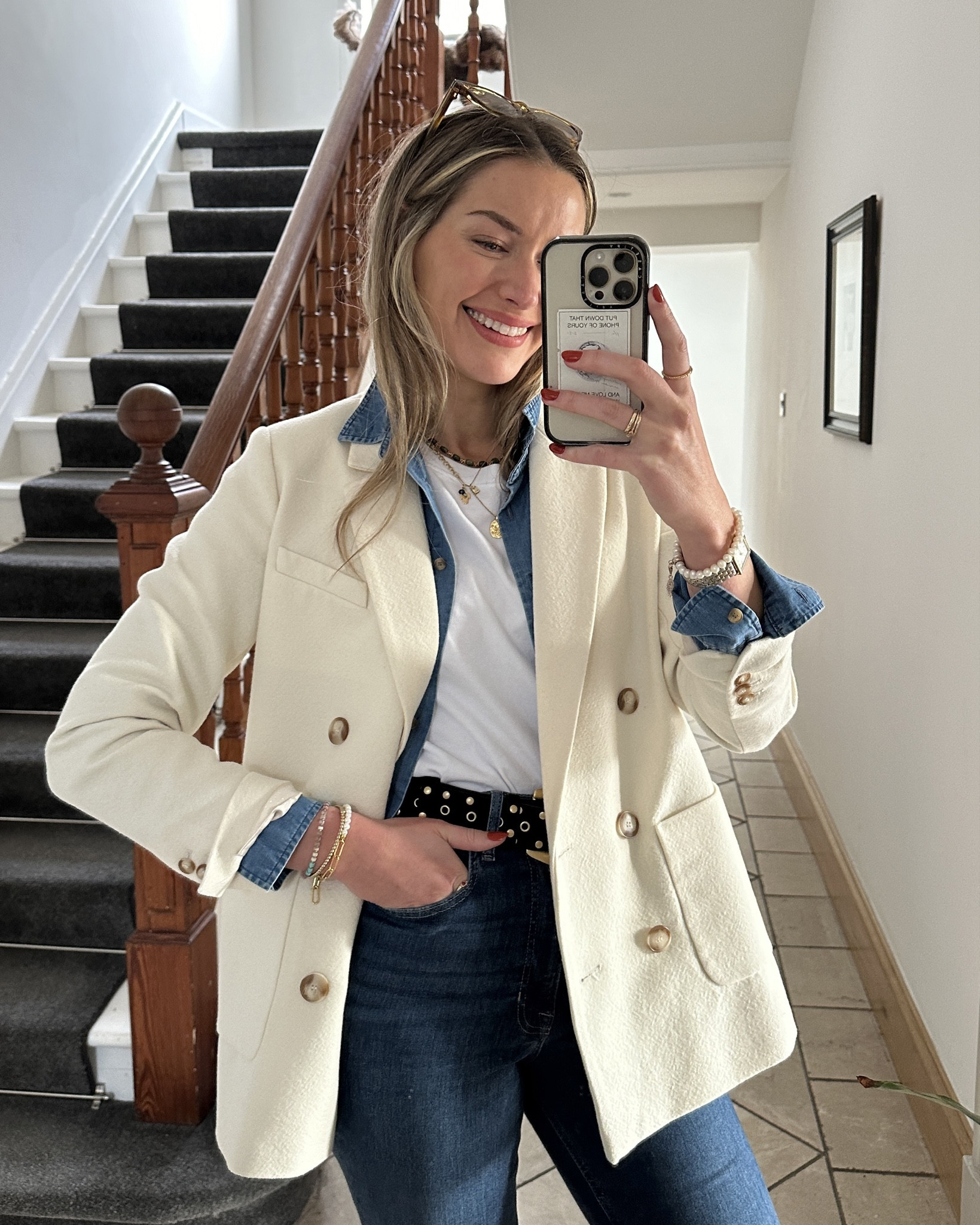 Easy casual denim blazer Pinterest look 