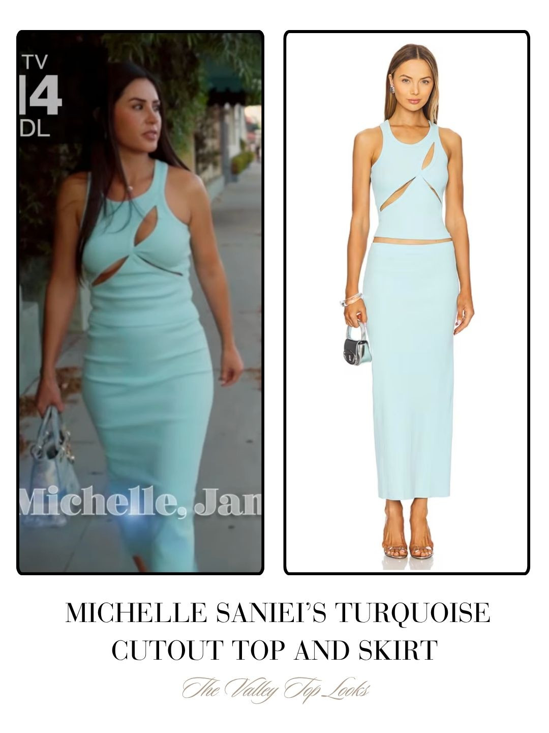 Michelle Saniei's Turquoise Cutout Top and Skirt Set on The Valley Season 3 Episode 1 

 