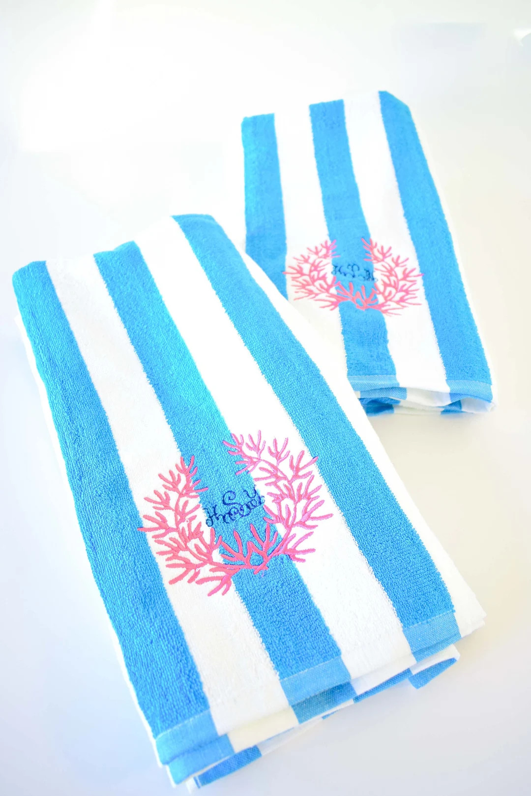 Monogram Cabana Stripe Beach Towel - Etsy | Etsy (US)