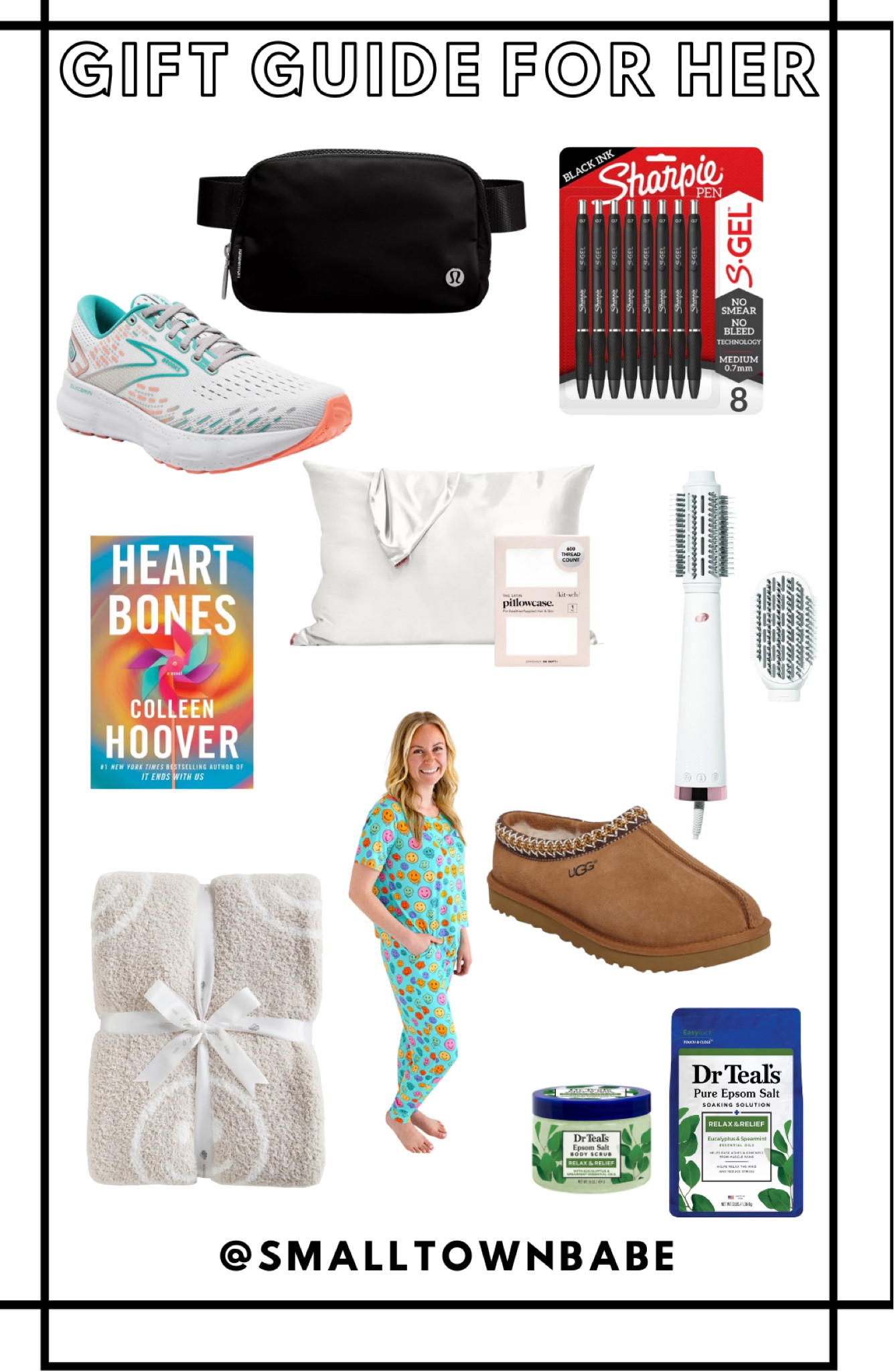 Gift Guide For Her // Blanket // Belt Bag // Satin Pillow Case // Brooks Tennis Shoes // Books // T3 Blowdryer // Pajamas // Dr. Teals //

#LTKHoliday #LTKfindsunder100 #LTKGiftGuide