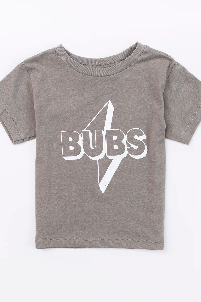 Bubs Lightning Bolt Graphic Baby Tee Heather Stone | The Pink Lily Boutique