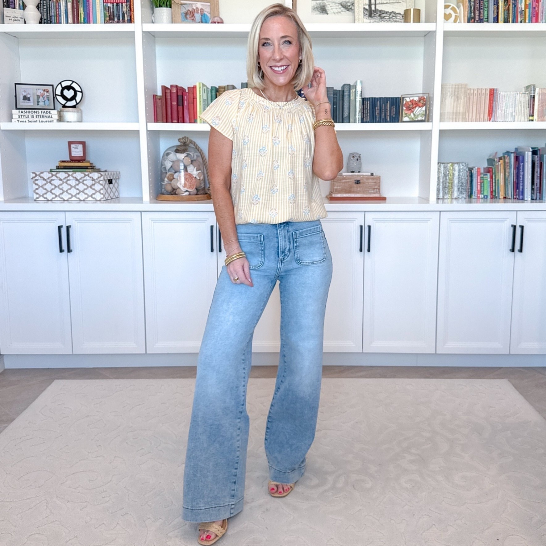 Kohl’s - spring unboxing haul. Shirred Neck Shell Top - size XS. 5 colors. Block Heel Two Strap Sandals - TTS. 4 colors.  High Rise Wide Leg Denim Trousers (Superlight Wash) - size 2, Average. 3+ colors. 

 

 

#LTKOver40 #LTKSeasonal #LTKSaleAlert