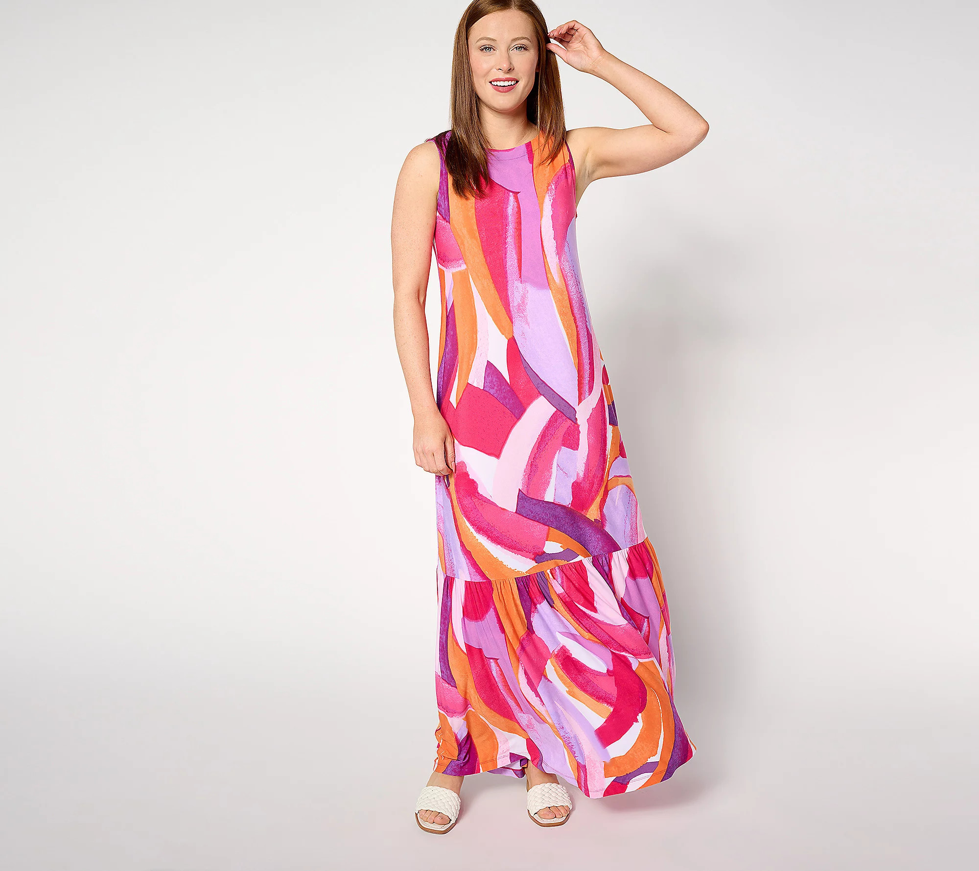 Susan Graver Regular Liquid Knit A-Line Back Tie Maxi Dress | QVC