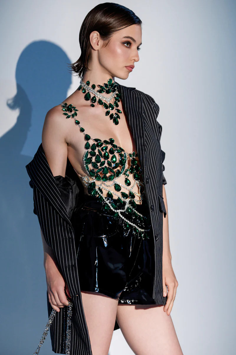 LUCKY ME RHINESTONE BLOUSE | AKIRA