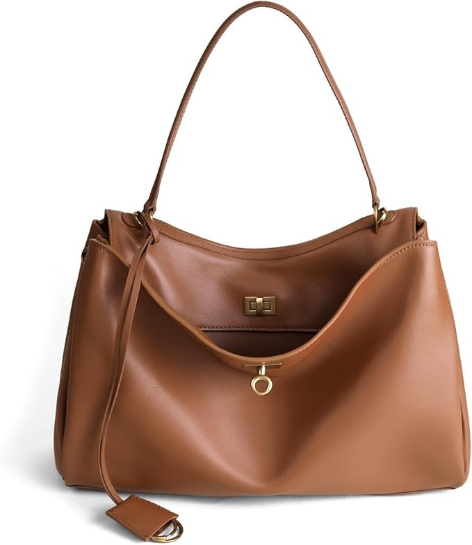 Genuine Leather Tote Bag for Women: Soft Cowhide Shoulder Handbags for Ladies - Satchel Purse for... | Amazon (US)