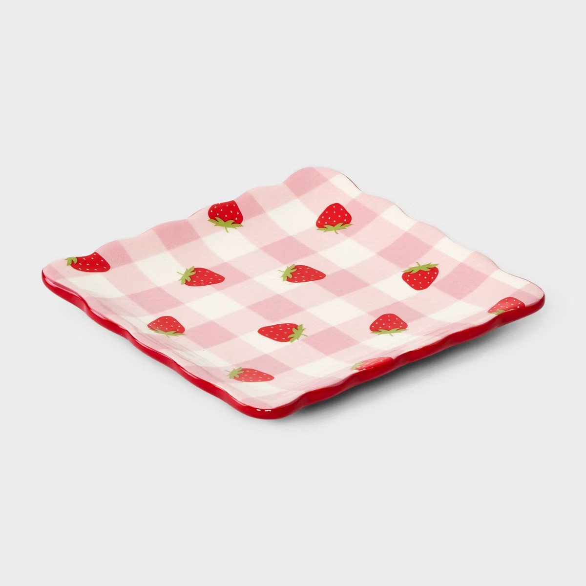 Strawberry and Gingham Print Ceramic Jewelry Tray - A New Day™ Red/White | Target