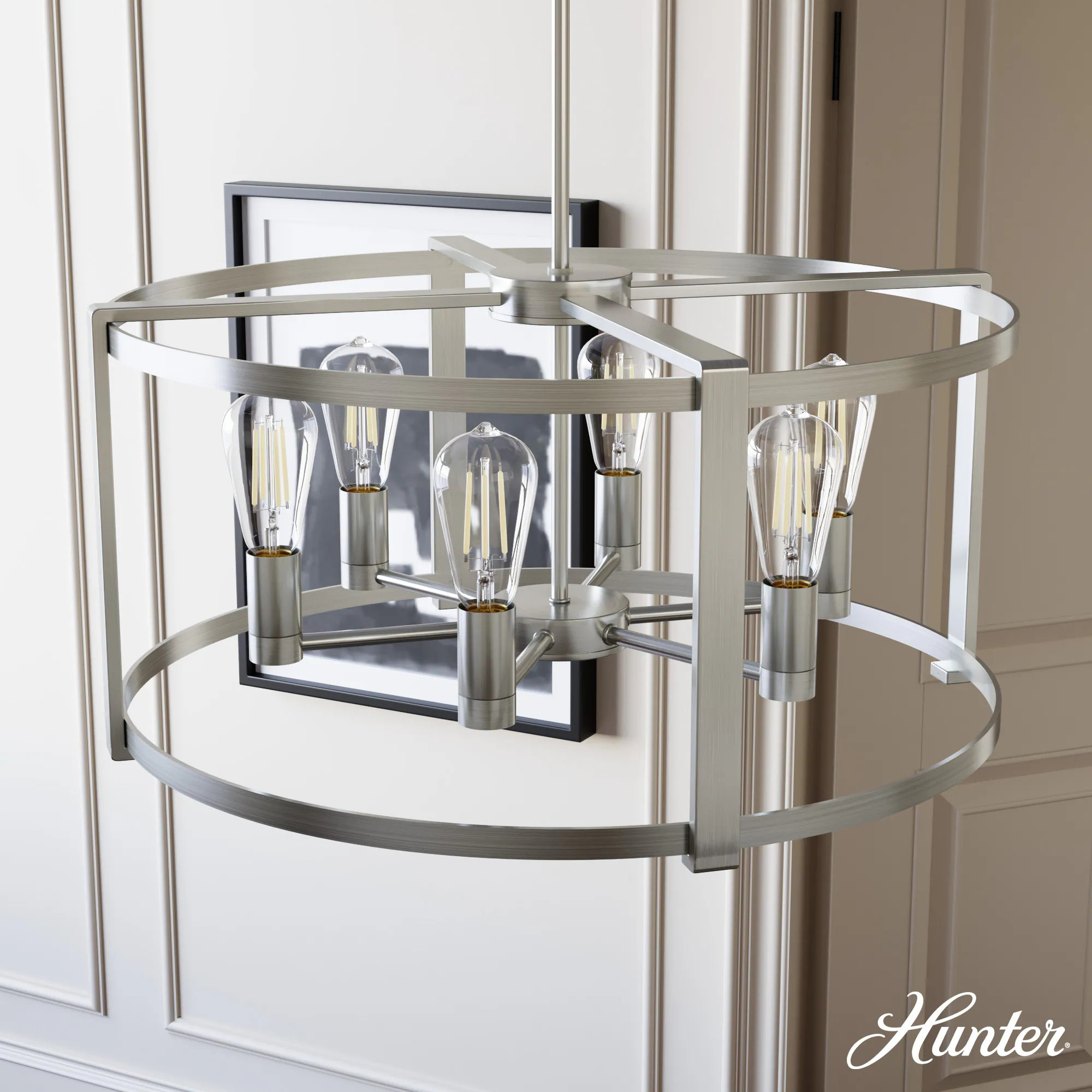 Hunter Astwood 6 -Light Brushed Nickel Bare bulb Metal Chandelier one_size | 19118 | Lowe's
