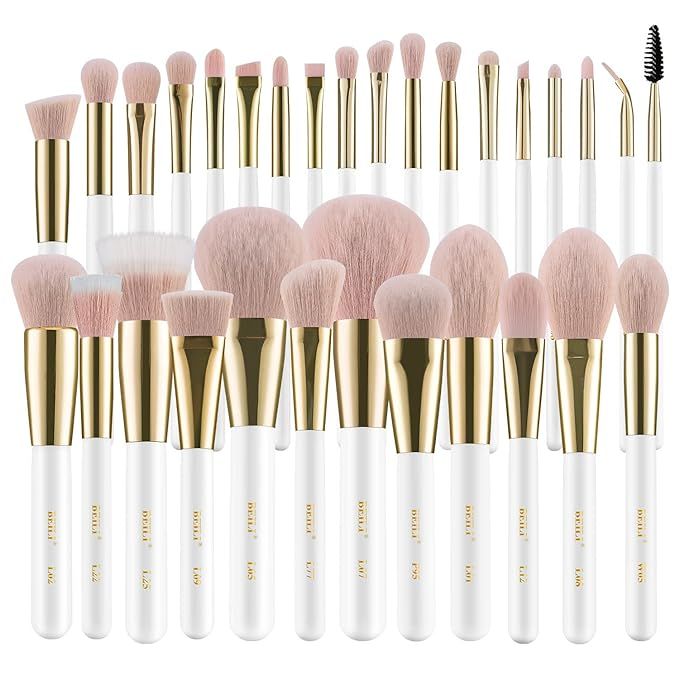 BEILI Makeup Brushes 30Pcs Professional Makeup Brush Set Premium Pink Vegan Synthetic Kabuki Foun... | Amazon (US)