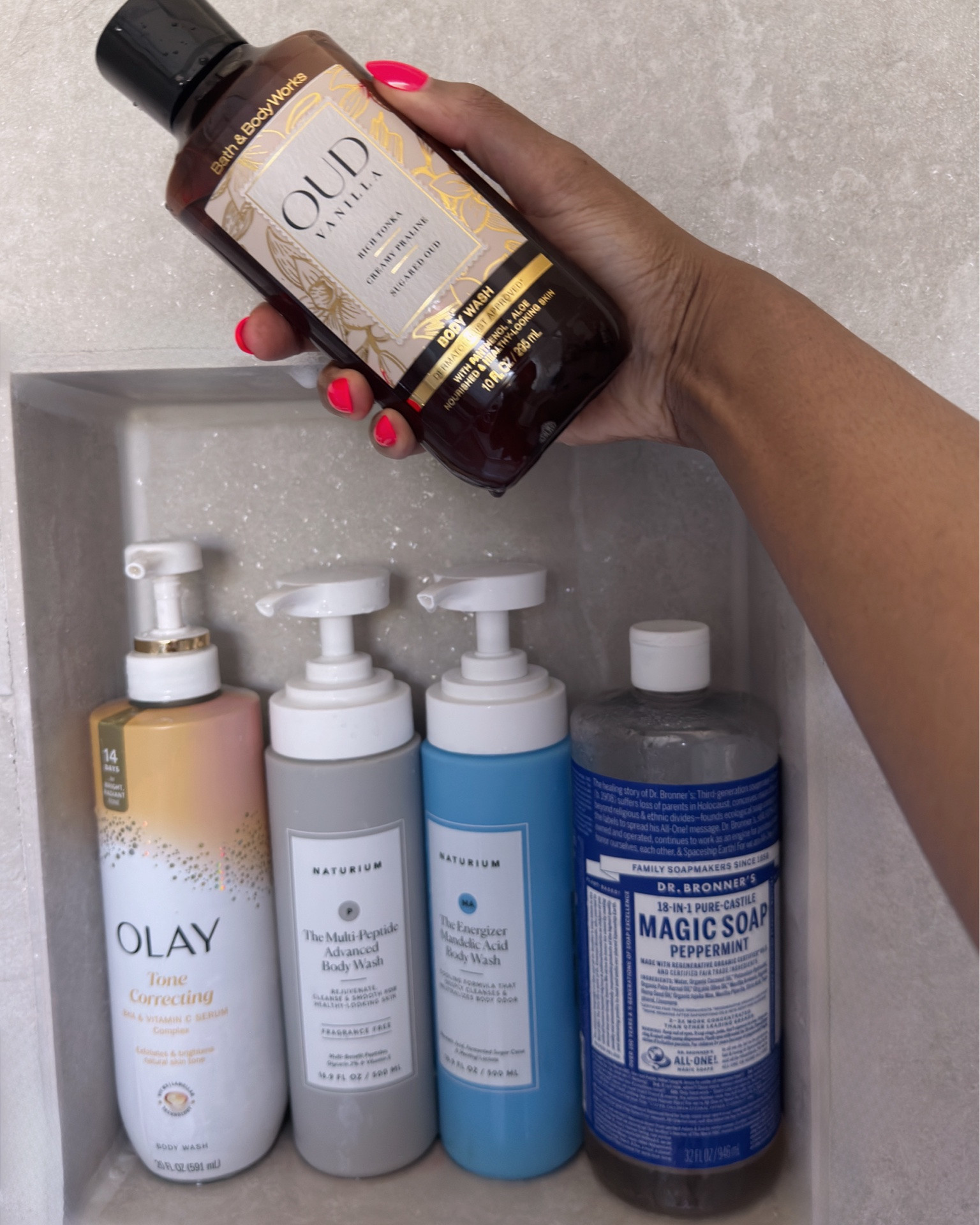 The Smell Amazing In This Heat Combos
1.
I’m working on my legs and those dark spots from me being so clumsy lol🫠 with Olay Tone body wash & lotion.
Naturium multi peptide body wash for my kp skin on my legs and the energizer Mandelic body wash for keeping you fresh and removing bacteria from skin ! 
The Dr. Bronners peppermint will give you a cooling feeling after using as well . 
The bath and body works Oud Vanilla…  this is for my vanilla girls who like the scent but elevated and grown..yall there’s no body wash scent like it and it lingers !! Buy 1… better yet 3 !!

2. 
Carpe 🙌🏾 this is for my sweaty girls ; hyperhidrosis baddies that can’t find a deodarant that works and last in this heat! I swear by this line.. the gel during the day and the clinical at night, wash all the deodarant residue and bacteria off with the underarm scrub ! I can’t brag about this trio enough!! No sweat stains !

3. 
All my fave summer scents .. loccitane amande sublime is my fave for a warm summer island coconut scent , I love vanilla everything ,so the Pacifica vanilla whip and the vanilla flirt by dossier are light enough for this summer heat and the Kayali boujee marshmallow is so sweet and grown , The Ouai Ibiza body spray .. I haven’t put it down since I bought it !! Like a grown and sexy yet sweet vacay smell! And of course Rosie by Rosie Jane because it gives rose but not in an over powering way like in an airy and fresh way that I love !!

#LTKgrwm #LTKselfcare #LTKBeauty