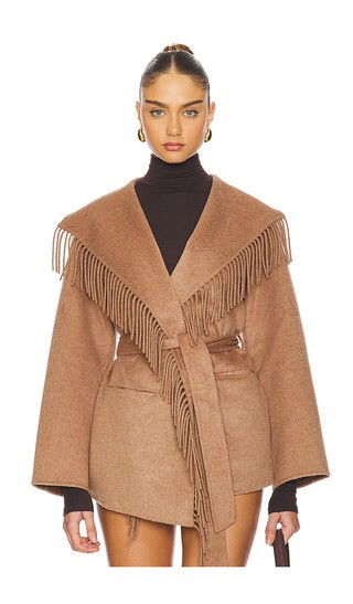 Rowen Fringe Lapel Jacket in Camel | Revolve Clothing (Global)