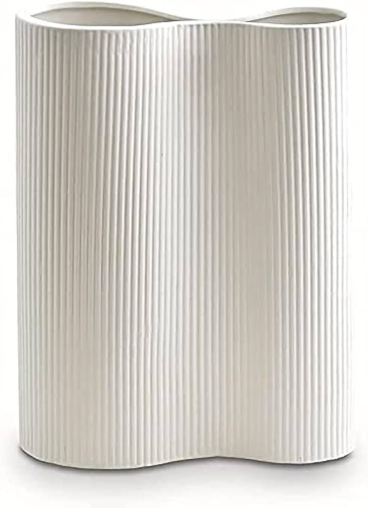 Luxe Infinity White Vase, 9” White Ceramic Vase, Modern Flower Vases for Decor, Ceramic Vases f... | Amazon (US)