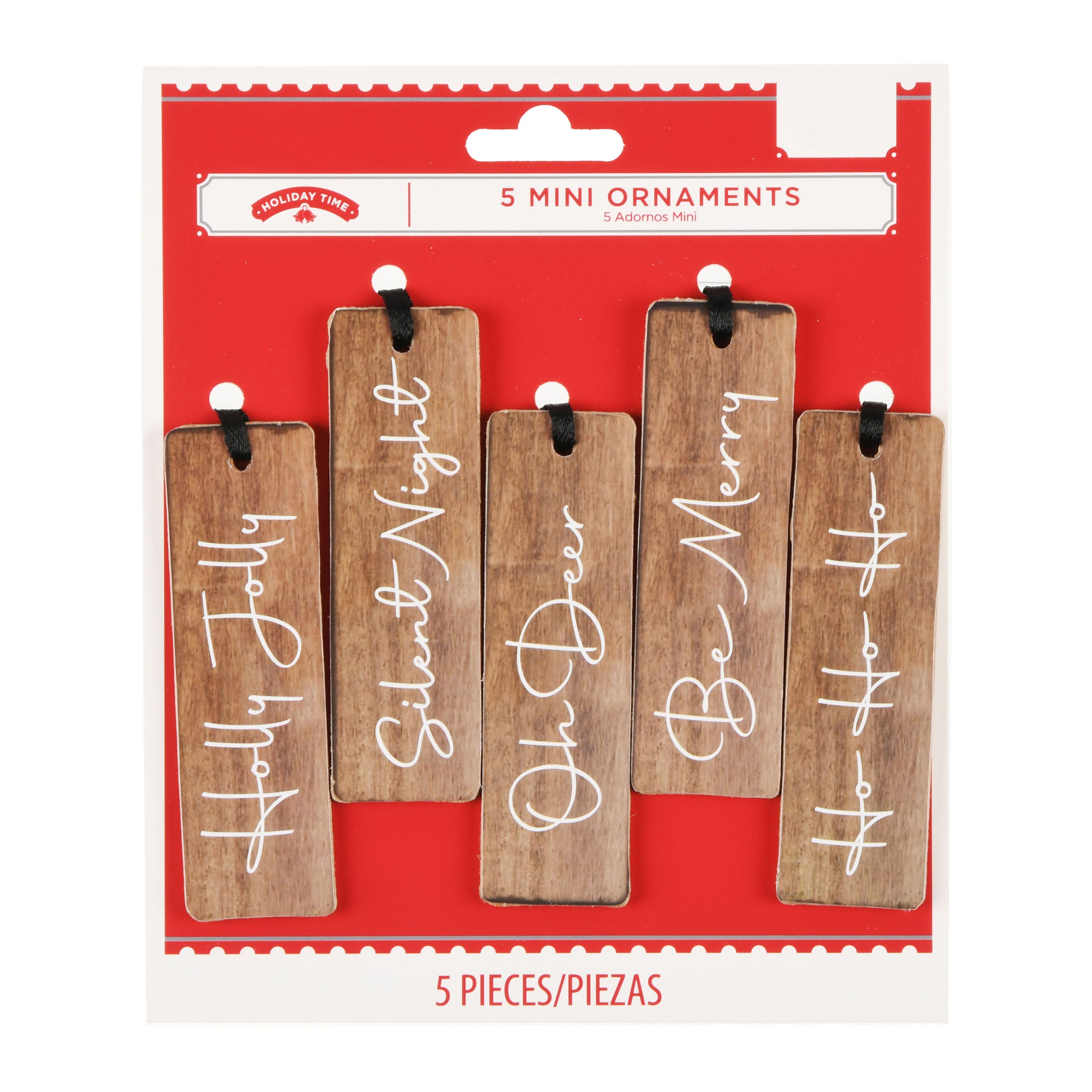 Holiday Time Word Tag Ornaments, 6.13 inch, 5 Count - Walmart.com | Walmart (US)