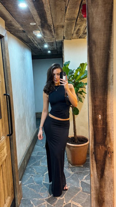 Night out outfit, date night outfit, black maxi skirt, Bershka, ASOS, black tank top, boat neck top, vest top, summer outfits, spring outfits, kitten heels

Top is Zara (ref: 3905/931)
Skirt is old Bershka - most similar is Stradivarius 

#LTKeurope #LTKstyletip #LTKfindsunder100