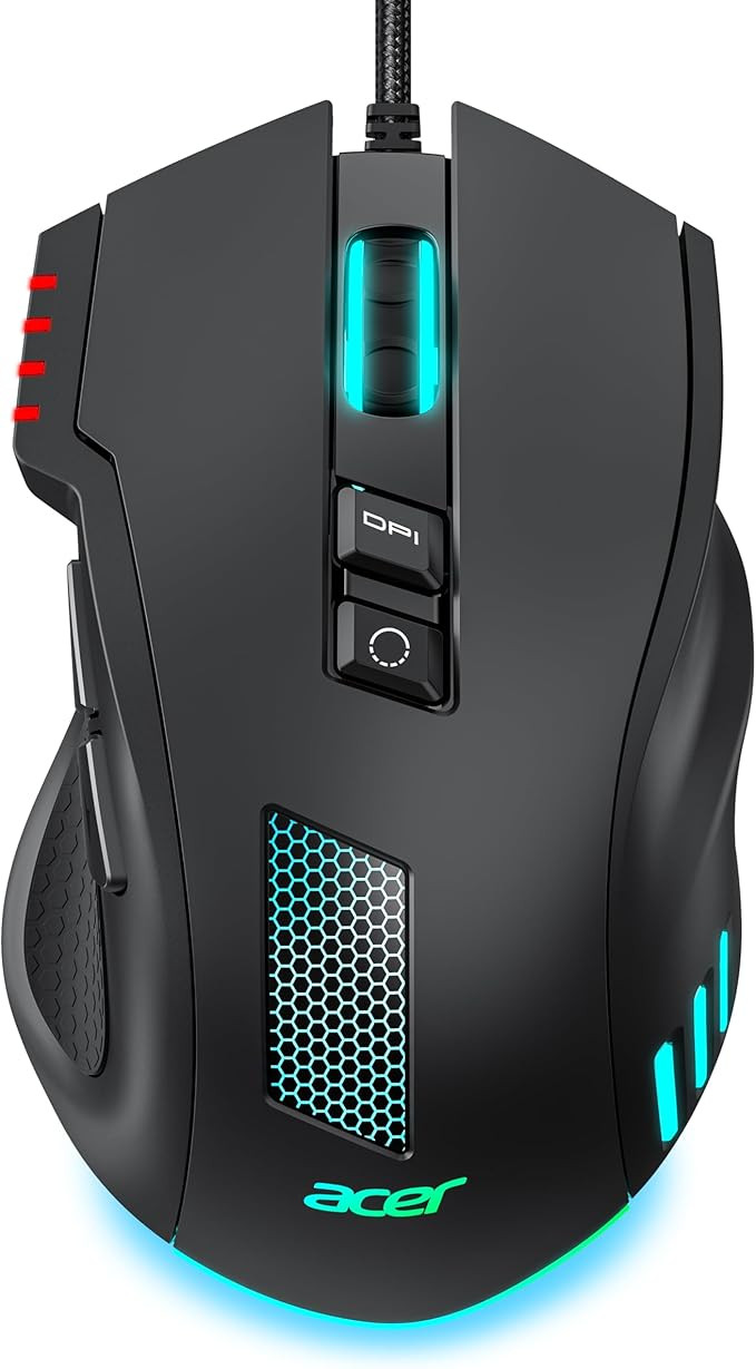acer Wired Gaming Mouse, 12,800 DPI RGB Ergonomic Computer Mouse with Optical Sensor, 8 Programma... | Amazon (US)