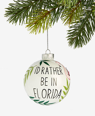 Holiday Lane Florida Glass Glittered Ball Ornament, Macy's Exclusive - Macy's | Macy's