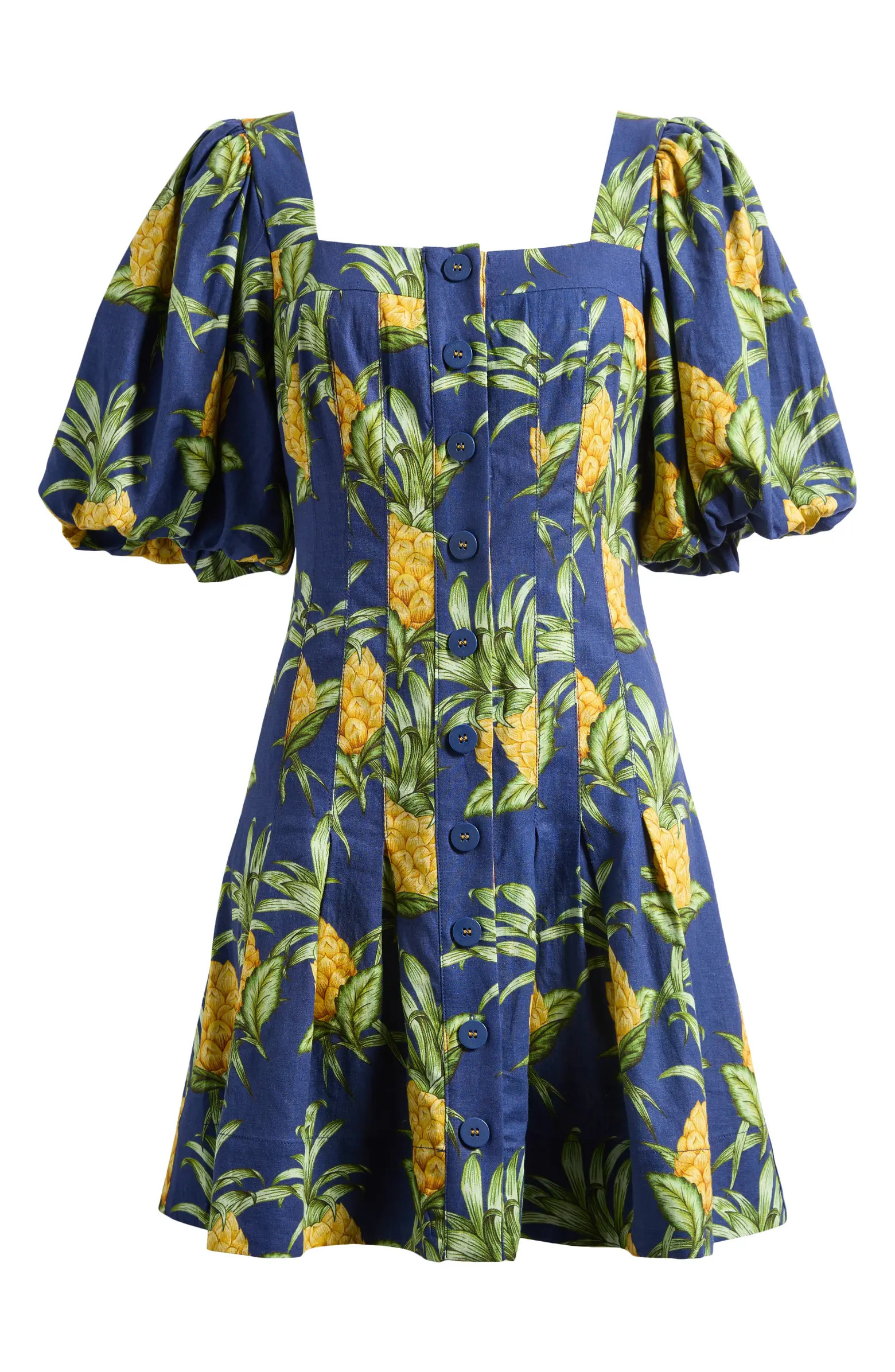 Pineapple Print Linen Blend Minidress | Nordstrom