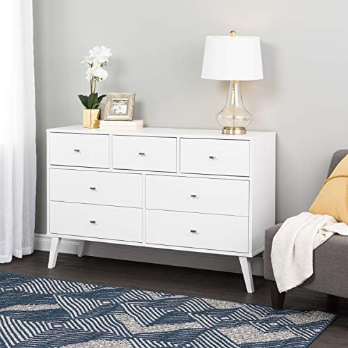 Prepac Milo Mid Century Modern Dresser, 7-Drawer, White | Amazon (US)
