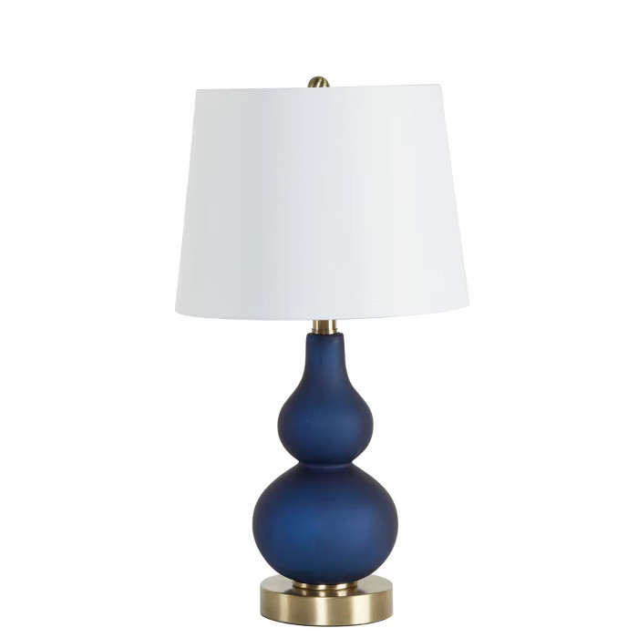 22.5" Reese Gourd Glass Silverwood Table Lamp (Includes LED Light Bulb) Navy/Gold - Decor Therapy | Target