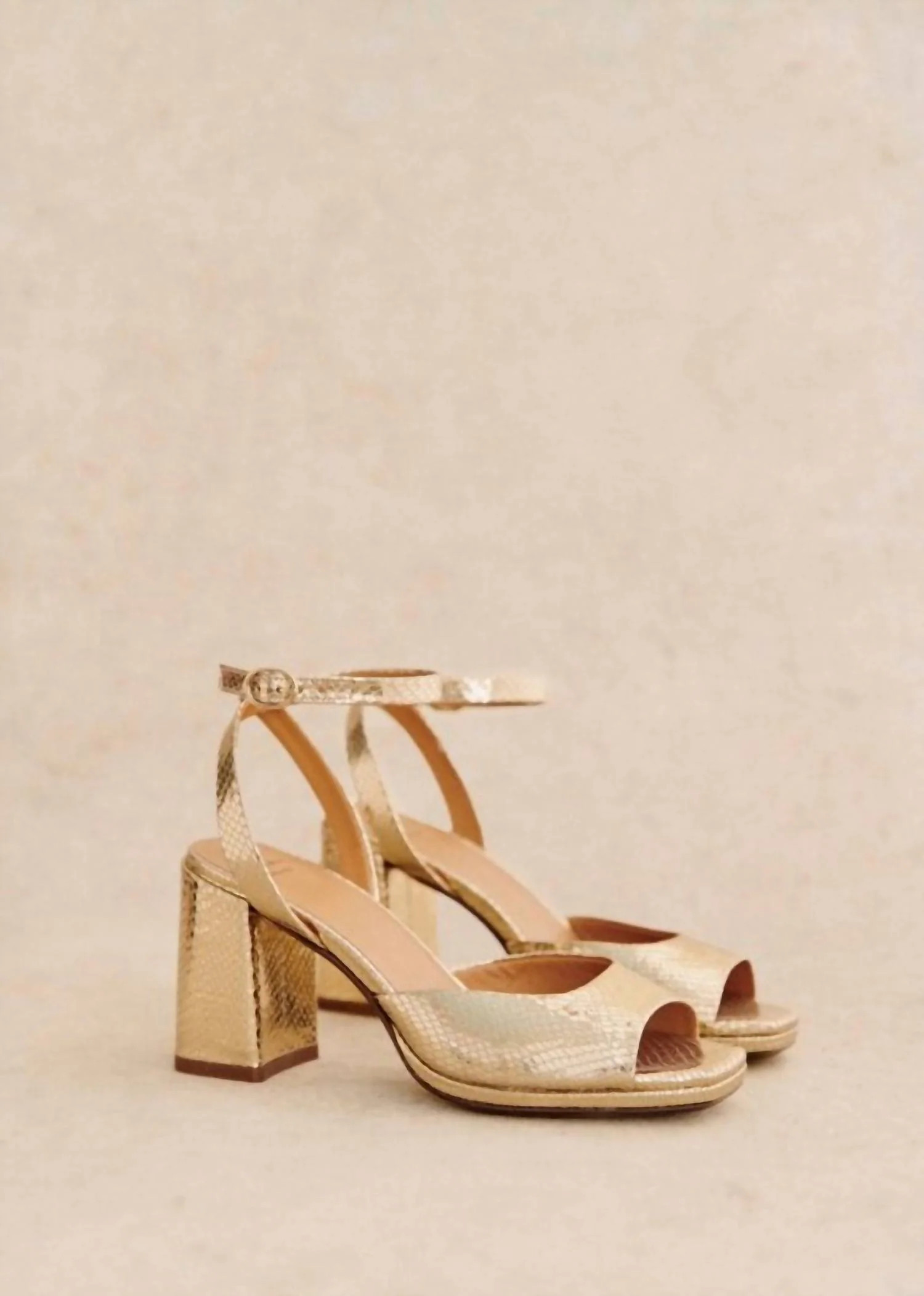 Women's Maxine High Sandals In Embossed Gold | Shop Simon