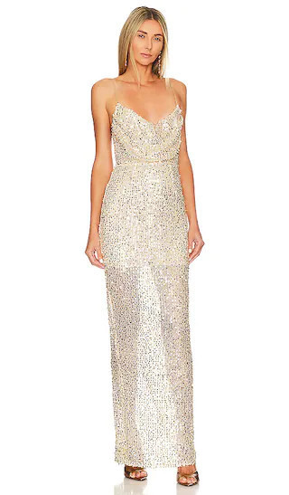 Tayla Gown | Gold Sequin Dress | NYE Wedding Guest Dress Fall Winter Wedding Guest Dress Winter Fall | Revolve Clothing (Global)