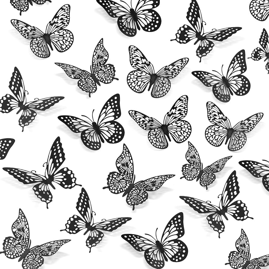 SAOROPEB 3D Butterfly Wall Decor 48 Pcs 4 Styles 3 Sizes-Butterfly Birthday Decorations&Butterfly... | Amazon (US)