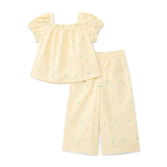 Wonder Nation Toddler Girls' Striped Top and Wide Leg Pants Set, 2-Piece, Sizes 12M-5T | Walmart (US)