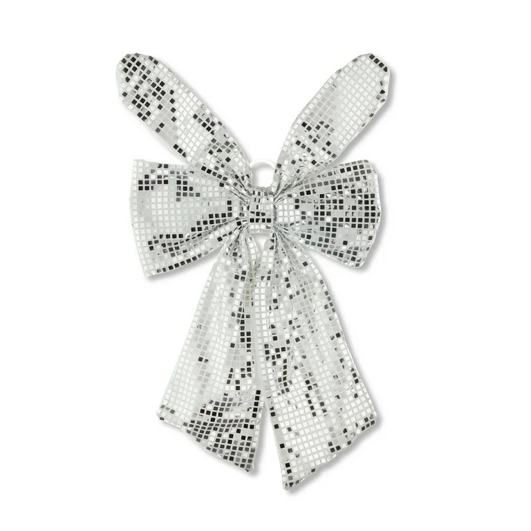 Easter Silver Disco Bow with Bunny Ears Decor, 24 in, by Way To Celebrate | Walmart (US)