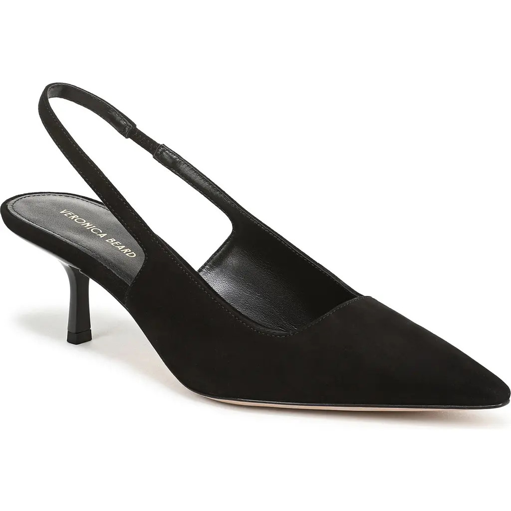Veronica Beard Cashel Slingback Pointed Toe Pump in Black Suede at Nordstrom, Size 6.5 | Nordstrom