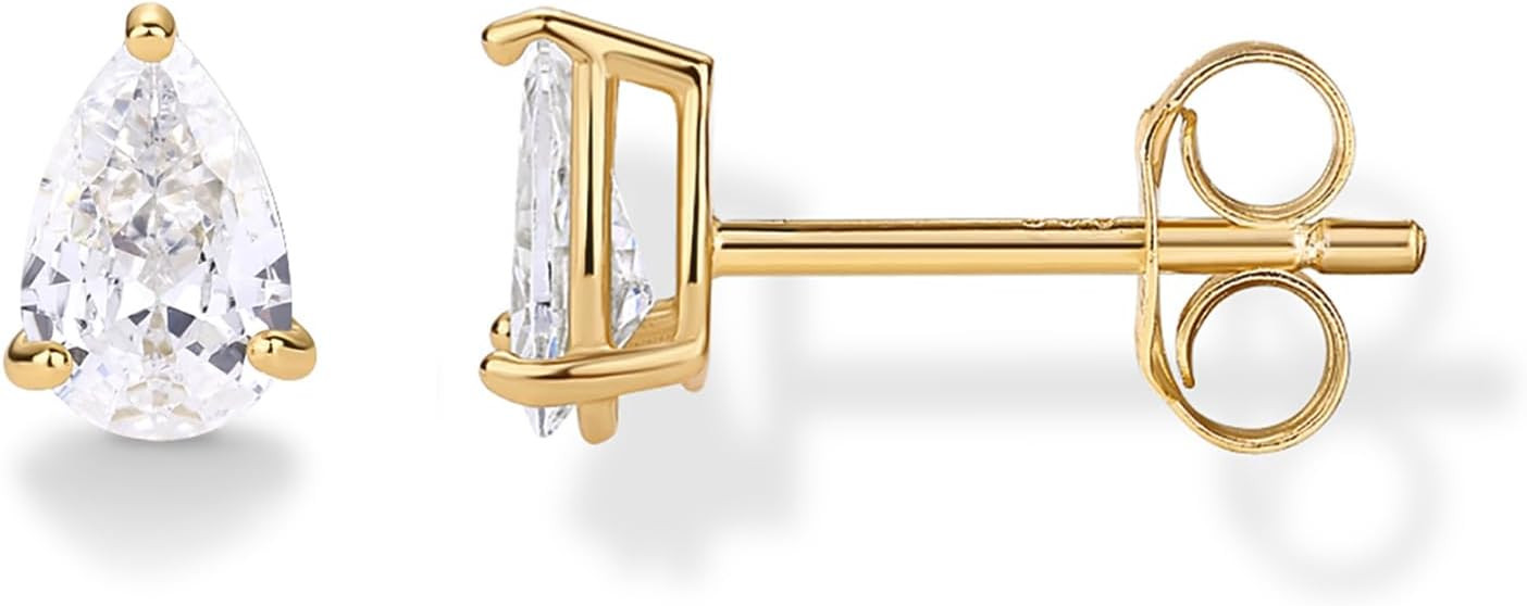 PAVOI 14K Gold Plated Sterling Silver Cubic Zirconia Stud Earrings for Women | Simulated Diamond ... | Amazon (US)