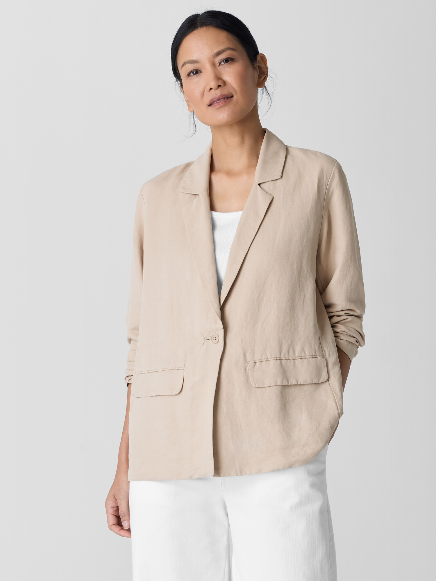 Linen Silk Twill Blazer | Eileen Fisher