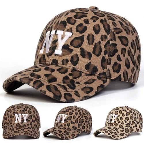 Leopard Print Baseball Cap with New York Embroidery Adjustable N.Y. Cotton Hat for Men and Women Casual and Sporty Look (Leopard,One Size) | Amazon (US)