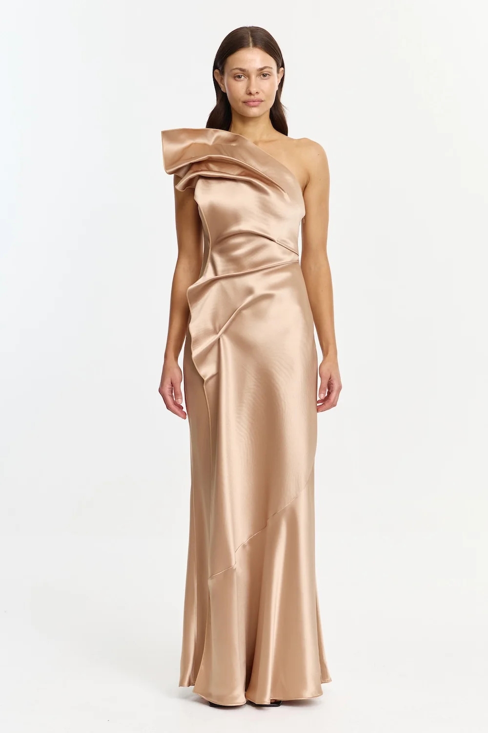 Werona One Shoulder Maxi Dress in Champagne | Acler