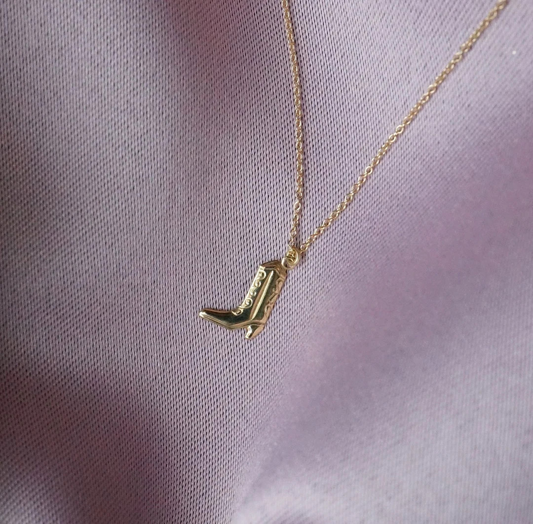 Little Boot Necklace, Solid Gold Boot Necklace | Etsy (US)