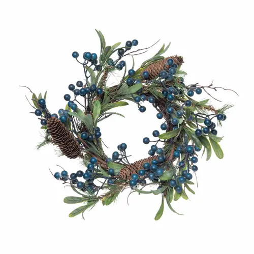 C&F Home Blue Berry Pinecone & Leaves Medium Artificial Wreath 12" in Green at Nordstrom | Nordstrom