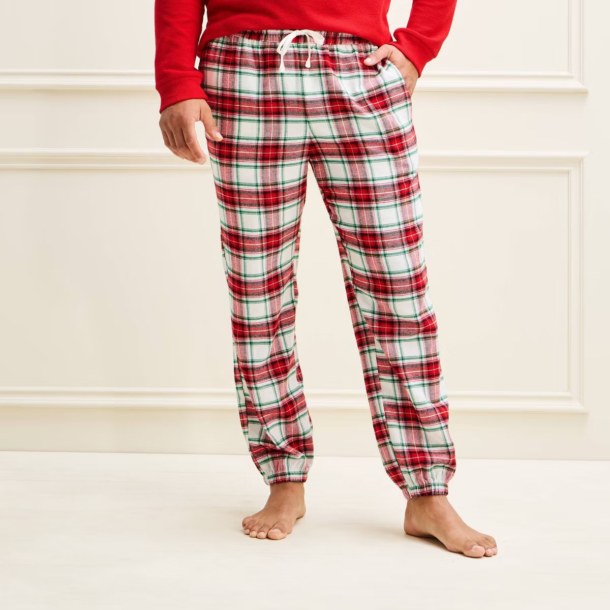 Men's Holiday Cream Plaid Flannel Matching Family Pajama Joggers - Wondershop™ - Cream XL | Target