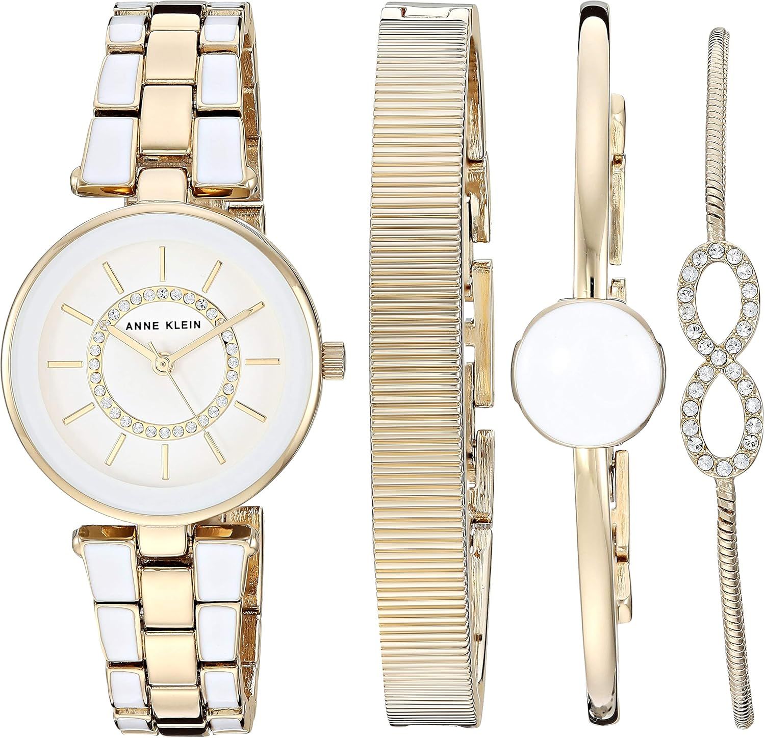 Anne Klein Women's Premium Crystal Accented Watch and Bracelet Set | Amazon (US)