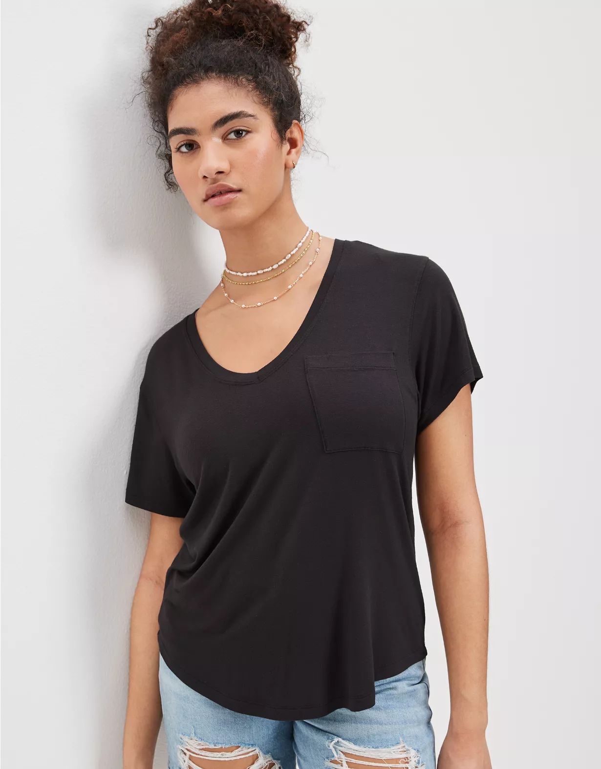 AE Soft & Sexy V-Neck Pocket Tee | American Eagle Outfitters (US & CA)