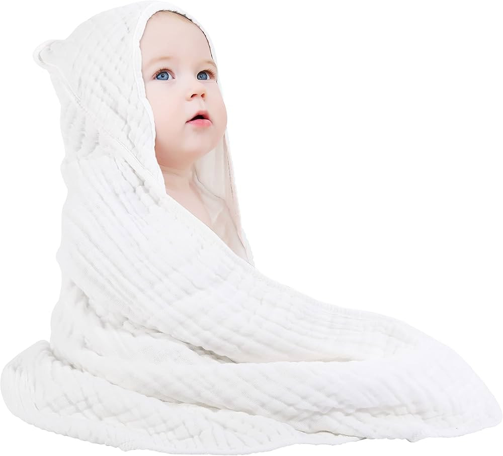 Yoofoss Hooded Baby Towels for Newborn 100% Muslin Cotton Baby Bath Towel with Hood for Babies, I... | Amazon (US)