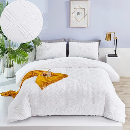 fangbisou White Comforter Set Full Size True White Bedding Set Pure White Bedding Soft Comforter Set | Walmart (US)