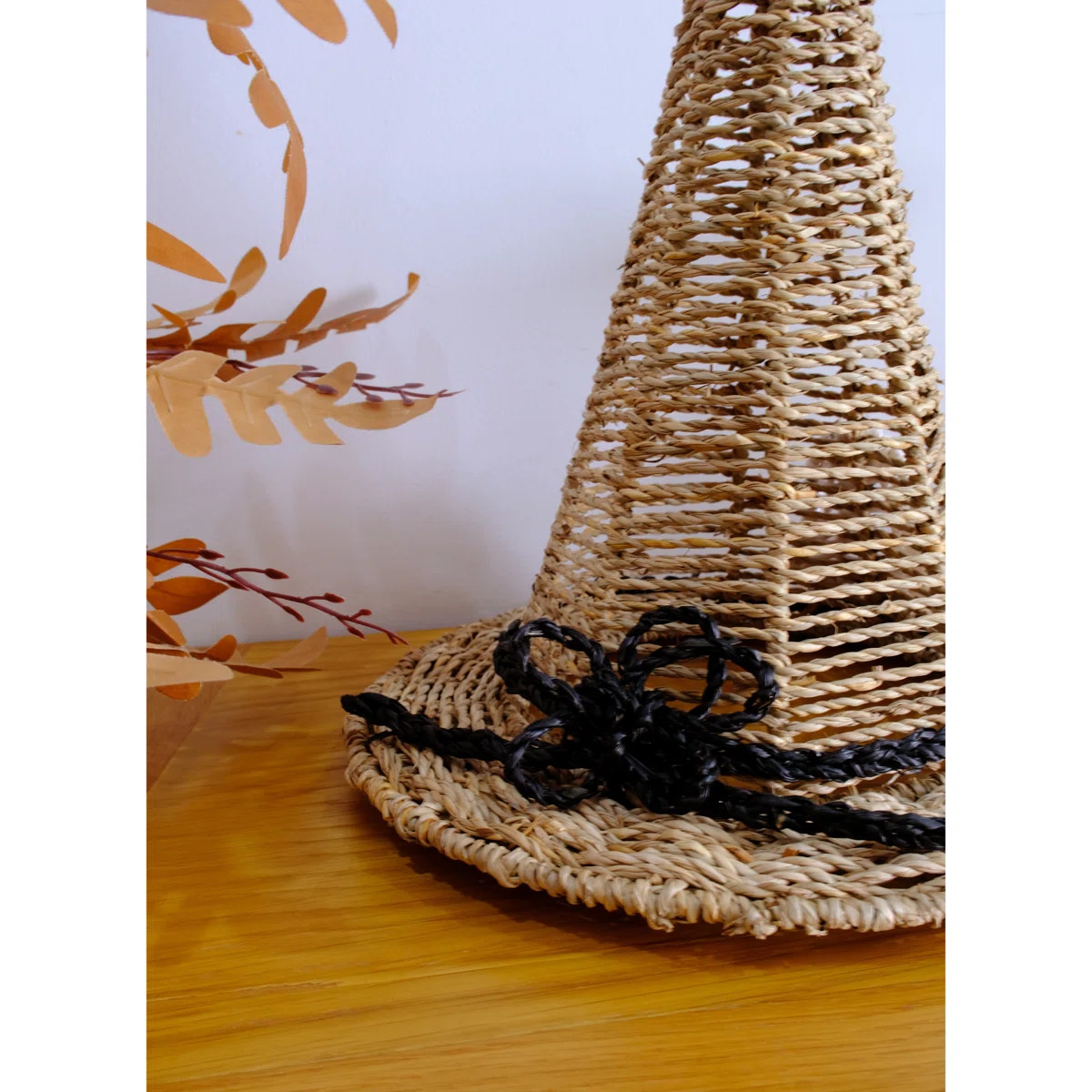 Set Of 2 Handwoven Natural Witch Hat Decorations With Ghost And Spider Accents – Halloween Tabl... | Wayfair North America
