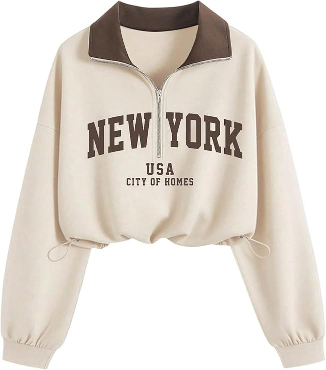 Verdusa Women's Mock Neck Sweatshirt Lightweight Half Zip Pullover Cropped Sweatshirts Workout To... | Amazon (US)