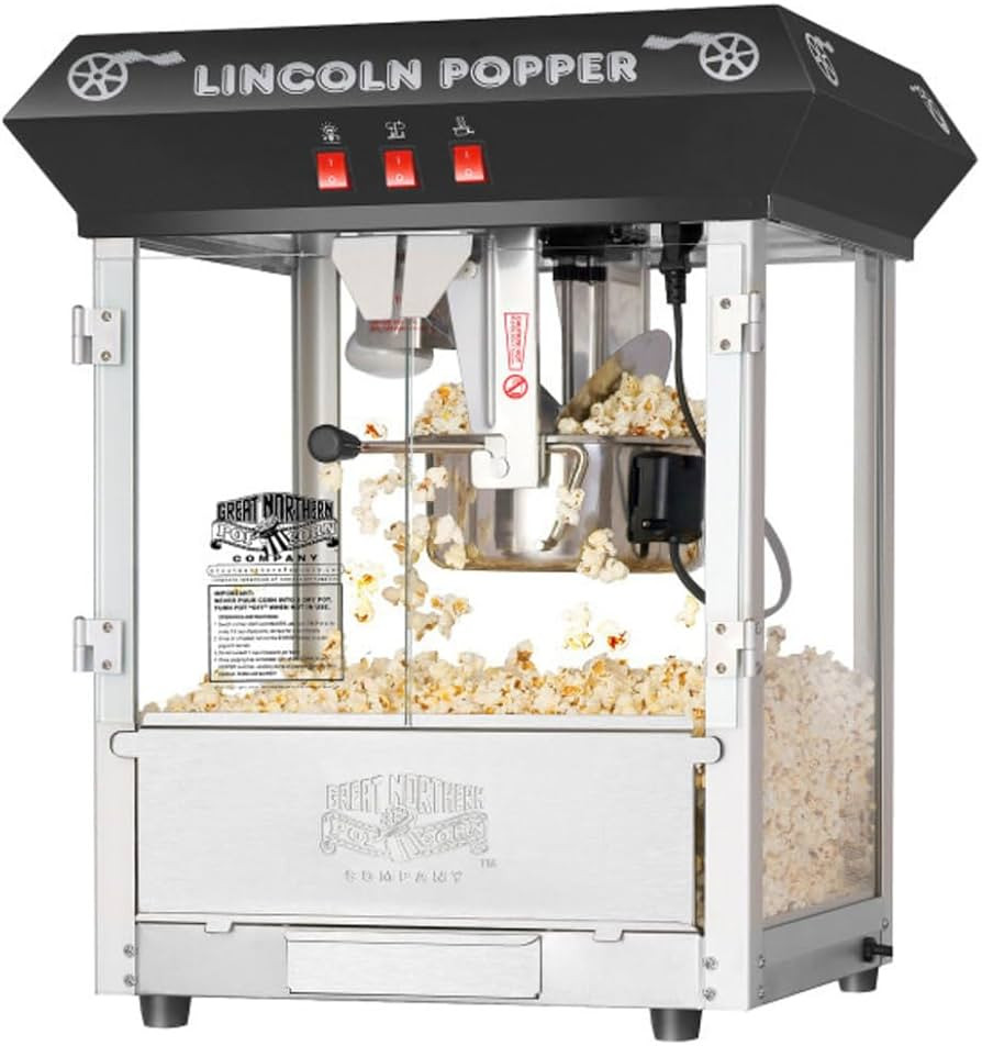 Lincoln Popcorn Machine - 8oz Popper with Stainless-Steel Kettle, Reject Kernel Tray, Warming Lig... | Amazon (US)