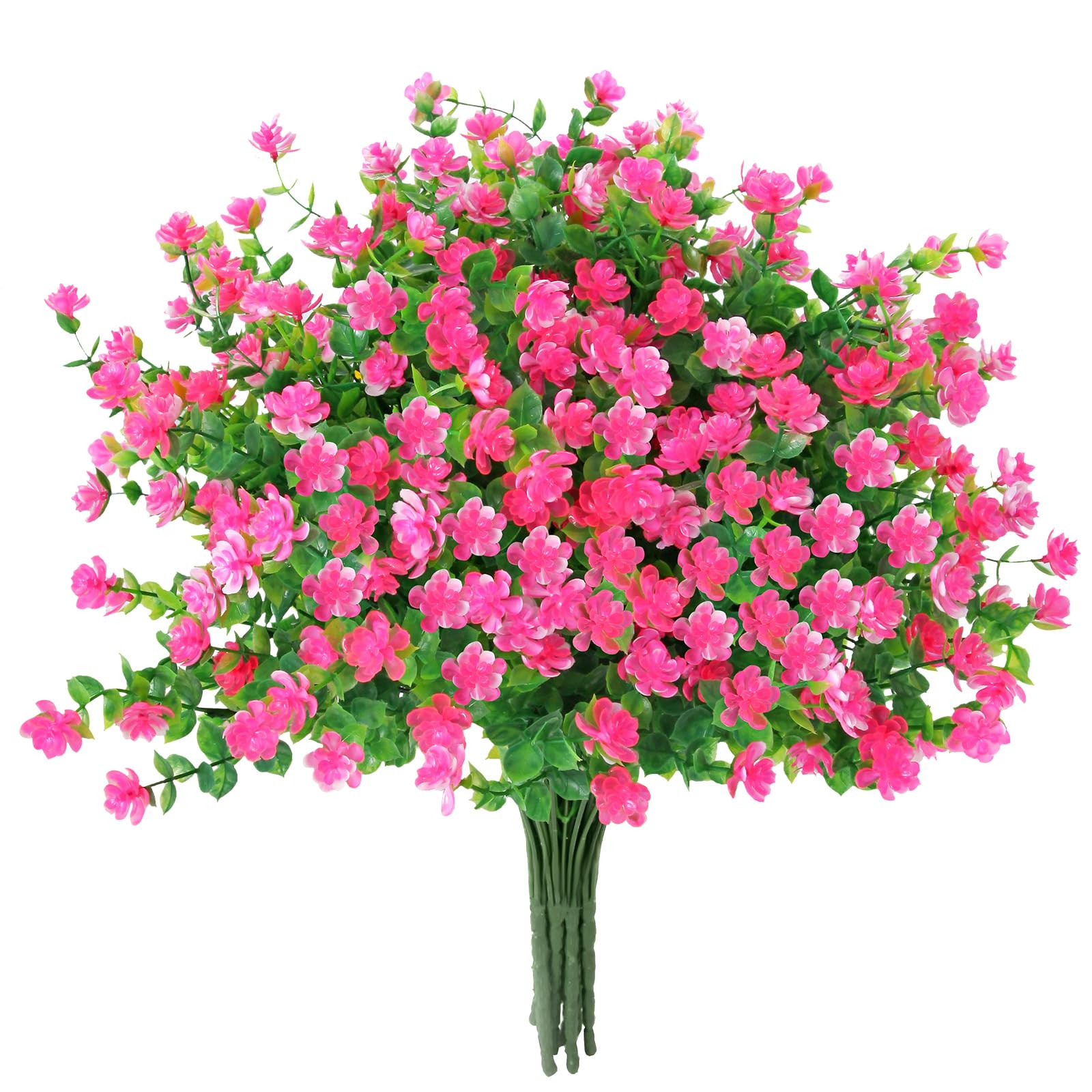 20 Pcs Outdoor Artificial Flowers UV Resistant -Fake Outdoor Flowers for Planter Outdoors -Faux Plastic Flowers for Outdoors Fake Flowers Bulk for Garden Window Box Front Porch Decoration(Rose Red) | Amazon (US)