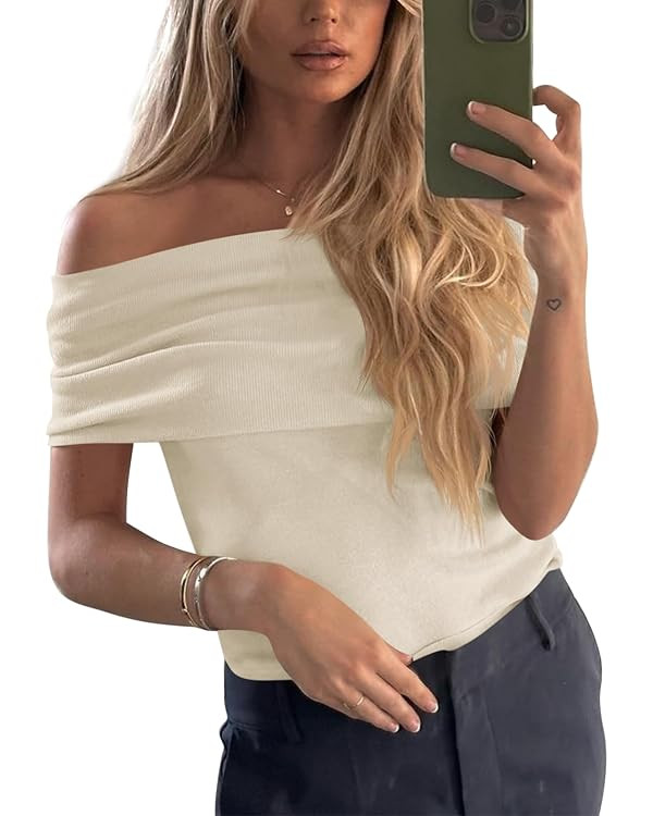 Imily Bela Women's Off The Shoulder Sweaters Casual Knit Sleeveless Summer Y2K Going Out Tops Blo... | Amazon (US)